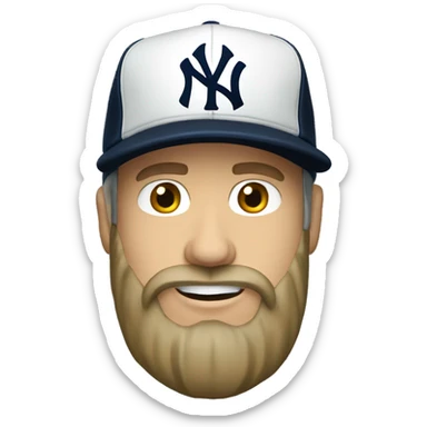 white guy with a beard and a fitted New York Yankees hat backwards. sticker