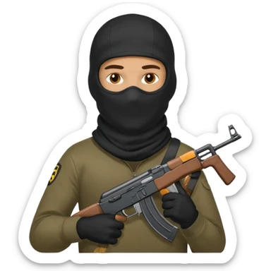 Hombre con pasamontañas con ak47 sticker