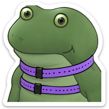 bufo frog styled as Shippuden Sasuke Uchiha, with spiky black hair, blue outfit, purple rope belt, and sharingan eyes sticker