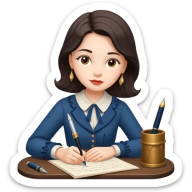 a girl is Writing in a Paper in a vintage outfit sticker