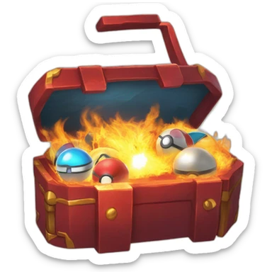 Pokemon Game LootCase Color Red Fire Flame Rich Treasure Legendary Epic Pokeballs and Pokemons Inside this have Shiny Glow sticker