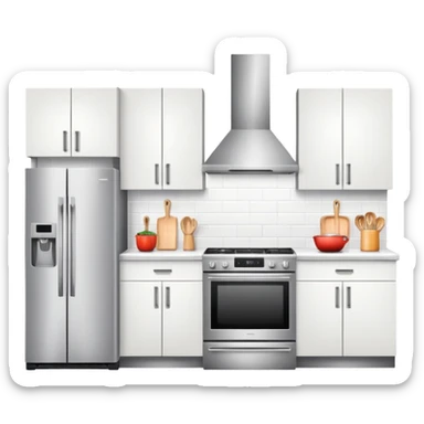 modern kitchen with countertop and appliances sticker