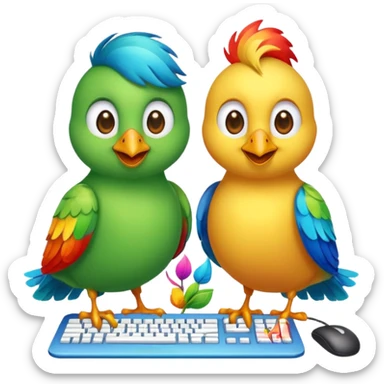 Create a Emoji in which birds are together coding sticker