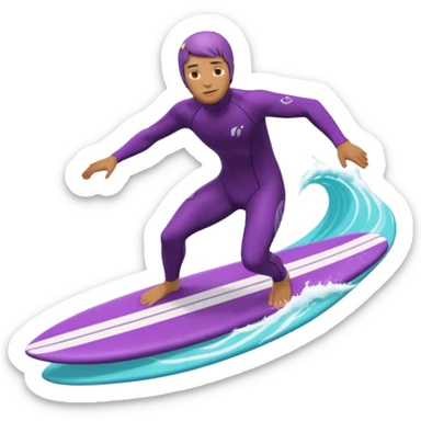 glitter surfer purple surf in wave ocean cian sticker