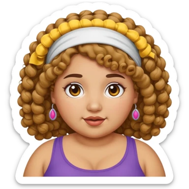 curly fat girl with headband sticker