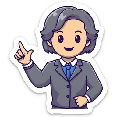 smiling English teacher with airtouch hair and grey-green eyes teaching in a classroom with chalkboard sticker