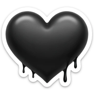 black ink heart emoji, blob, isolated on white background, grunge, like pen stroke, flat 2d sticker