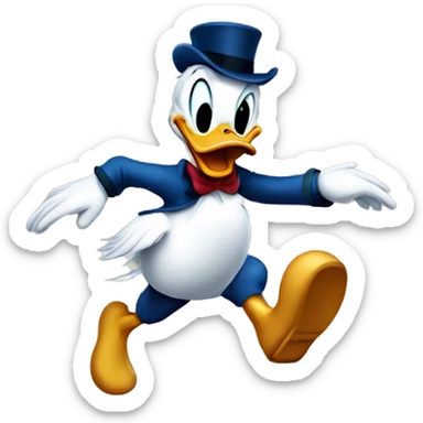 Donald Duck escaping from being hunted sticker