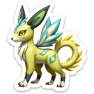  Exotic Tropical Meloetta-Manectric-Zygarde-Zeraora-Renamon-Protogen-Palkia-hybrid-fusion-Fakémon-creature, full body sticker