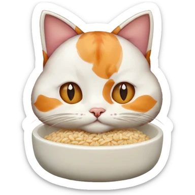 i wanna got a cat eating rice sticker
