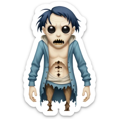 a scary distorted figure sticker
