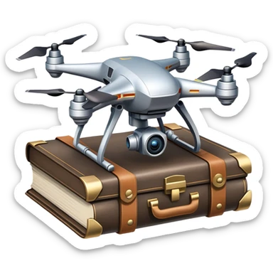 A drone delivering ancient manuscripts to a digital archive sticker