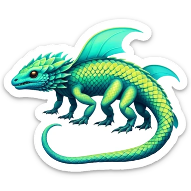 Exotic futuristic lush warm-colored neon Fakémon-Fionbri-creature sticker