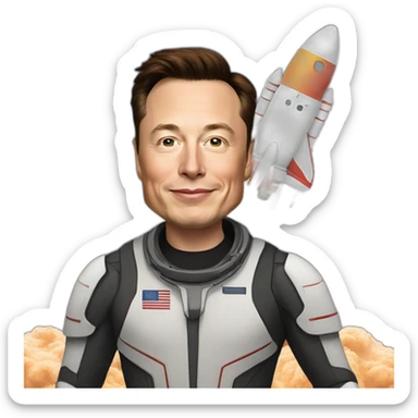 elon musk on a rocket sticker