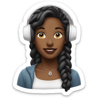 Pretty black woman long listening to AirPod max earphones  sticker