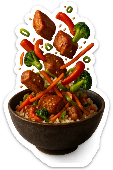 bowl in cui cade cibo da ristorante, iperrealistico 4k sticker