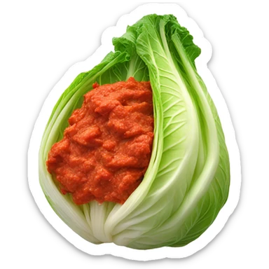 A napa cabbage marinated red pepper paste sticker