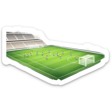 An icon showing a soccer stadium filled with close-up players in action, inspired by EA Sports FC 25. The design features players on the field, with the stadium lights shining brightly and a lively crowd in the stands. Transparent background highlights the energy and excitement of the match. sticker