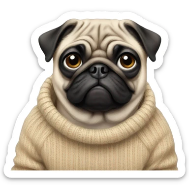 pug in sweater  sticker