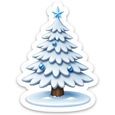 White christmas tree with dozens of cold theme decoration  sticker