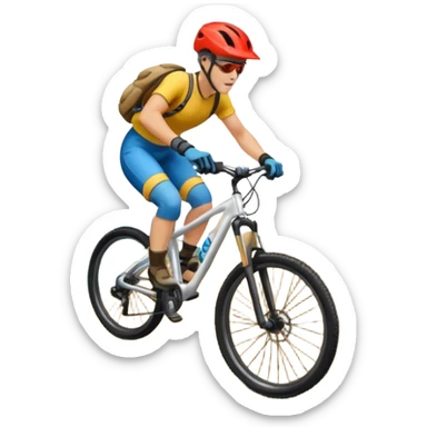 Bicicleta downhill , ciclista montado, montaña sticker
