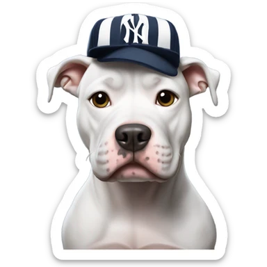 Pitbull with a New York Yankees Jersey sticker