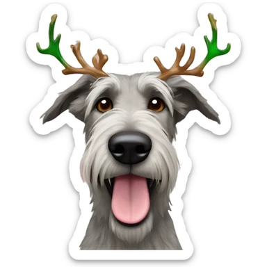  Irish wolfhound dog and reindeer antlers headband sticker