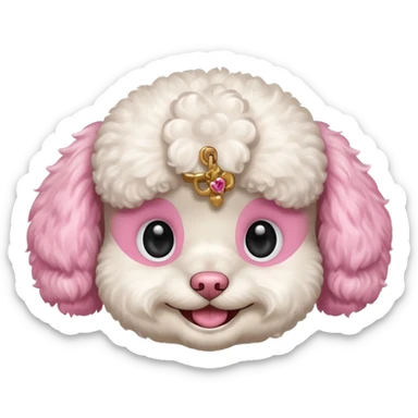 smile, baby white toy Poodle,only face  sticker