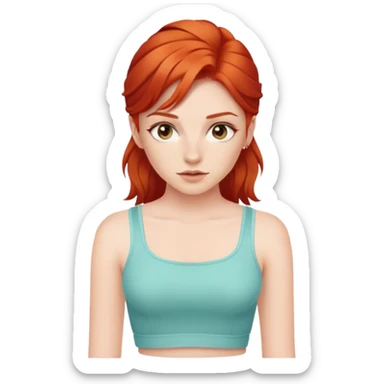 red-haired girl wearing a crop top sticker
