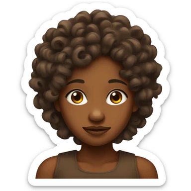 A brown buffalo with a face of a black girl with curly hair  sticker