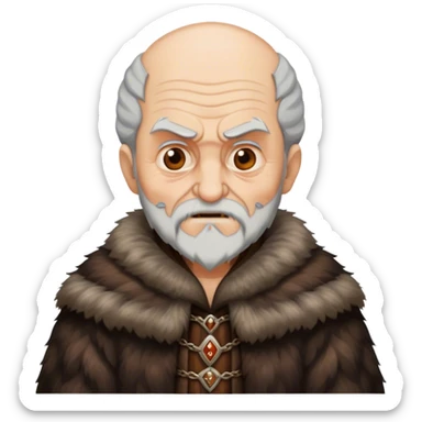 Old man with evil face wear Medieval fur coat sticker