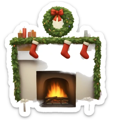 Cozy Christmas fireplace sticker