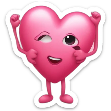Heart with a sweet face with arms and legs coming out of it sticker