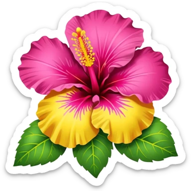 vibrant 2 color hibiscus y2k aesthetic sticker