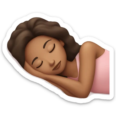 Brunette sleeping clean girl whit blush sticker