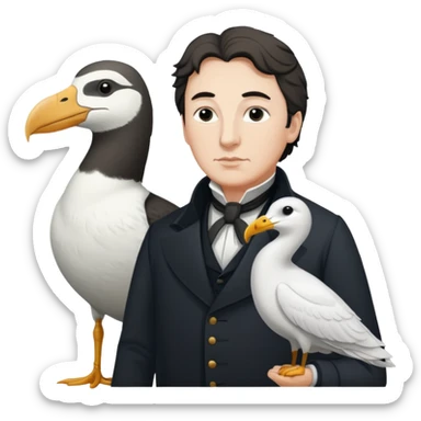 SAMUEL taylor Coleridge standing next to an albatross sticker
