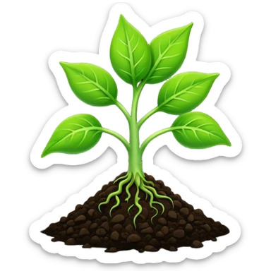 A two-leaf green sprout standing on soil sticker