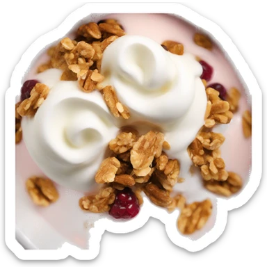 vanilla yogurt parfait with granola in a bowl sticker