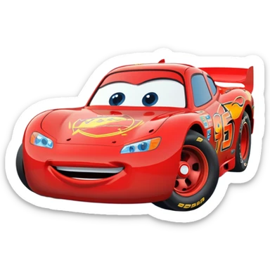 Lightning McQueen 95 blue race car winking cartoon style sticker
