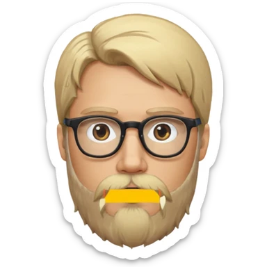 bearded long haired blonde man with eyeglasses sticker