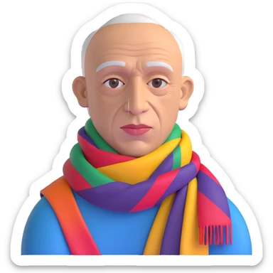 auto portrait of Pablo Picasso with colorful scarf sticker