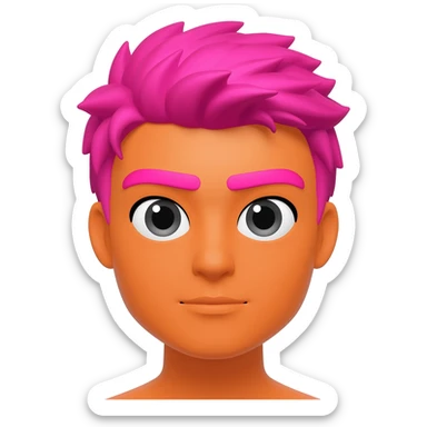 Pink hair orange face pink eyebrows sticker