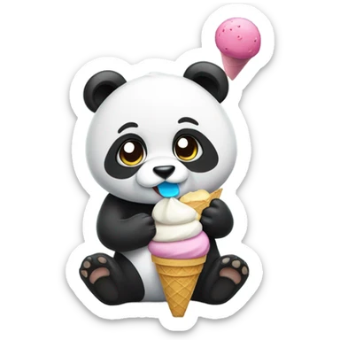 Panda eating ice cream sticker