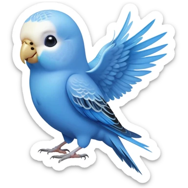 adorable-[budgie]-realistic-full-body-perched-emoji,-wings-tucked-neatly,-head-tilted-dramatically,-sleek-[blue]-feathers,-simplified-yet-realistic-focused-features,-highly-detailed,-glowing-with-an-almost-sarcastic-glow sticker