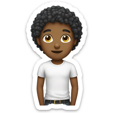 young web developer with curly hair and basic shirt sticker
