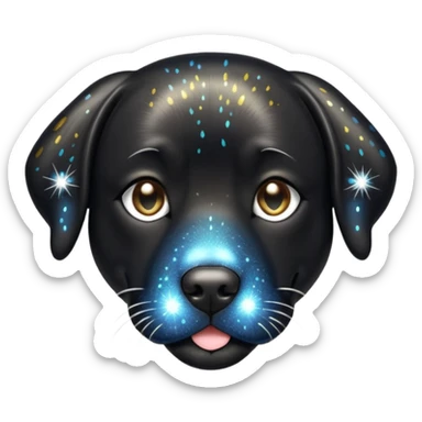 Black lab with sparkly metallic fur sticker