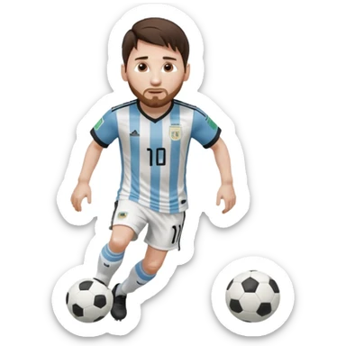 Lionel Messi dribbling a soccer ball in Argentina football jersey sticker