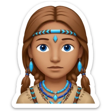 can you make a native American emoji with light brown hair and blue  eyes sticker