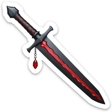 iOS emoji, dark fantasy dagger, obsidian blade, runes, blood drop, clean render, minimalism sticker
