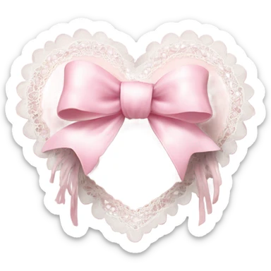 rococo Pastel pink heart with white bow with lace and frills  sticker